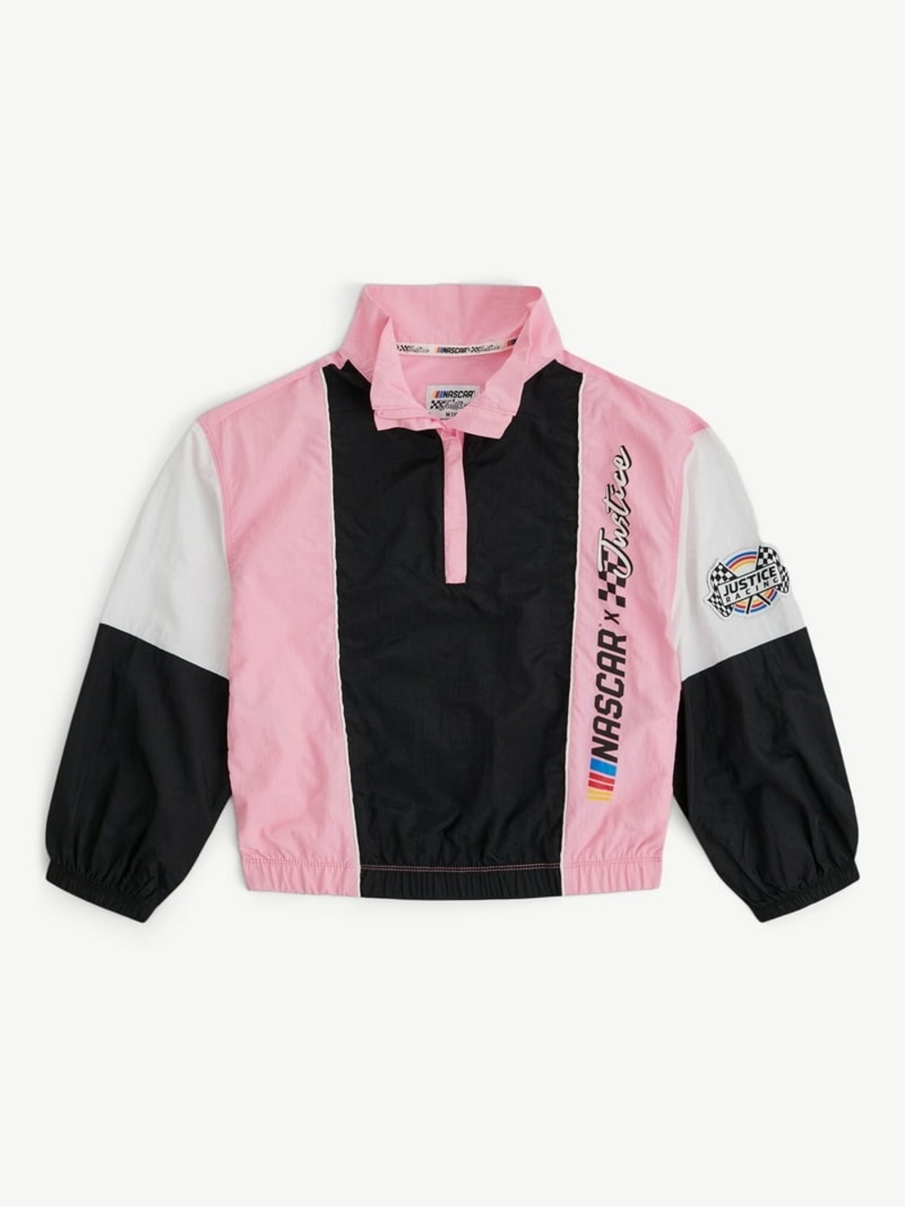 Justice NASCAR Colorblock Half-Zip Pullover — Girls M (10)